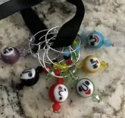 SALE !!! Fun people Smile faces Wine Glass Charm Rings Set Of 6