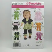 Simplicity 2458 Sewing Pattern Clothes For 18" Dolls Pants Shirt Dress Uncut