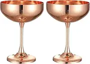 Stainless Steel Coupe Cocktail Glasses Set of 2, Unbreakable Cocktail Glasses for Margarita, Manhattan, Champagne Engraved Design (WheatCopperPlate Set of 2)