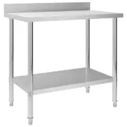 Kitchen Work Table with Backsplash 100x60x93 cm Stainless Steel vidaXL