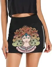 [RPLIFE] Intricate Hairstyles Black Ladies Golf Skirt, Women's Athletic Skirts, Elastic Waist Skorts Women