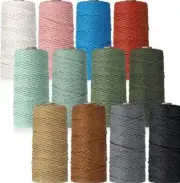 12 Rolls Macrame Cord, 3 mm x 1308 Yards Natural Cotton Twine, Colored Macram...
