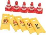 SOPOTUTU 10pcs Doll House Model Boys Road Blue for Traffic Street Signs Construction Signs Construction Party Favors Traffic Sign Miniature Traffic Cones Mini Traffic Cones Abs