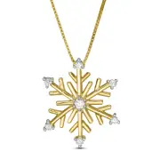 0.1 CT. T.W. Natural Diamond Snowflake Pendant in 10K Yellow Gold