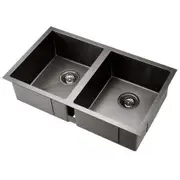 Cefito Kitchen Sink 77X45CM Stainless Steel Basin Double Bowl Black