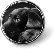 [FZMVSQH] Black Labrador Puppy Printed Round Button Pin Badges Metal Pinback Buttons 1 Inch Pins for Hat Shirt Clothing Bags Decoration, Circular, Aluminum, Circular, Aluminum