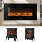 Vevare 2000W Electric Fireplace Heater 3D Flame Effect Wall Mounted Freestanding