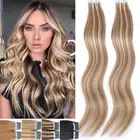 Invisible Tape In Real Remy Human Hair Extensions Skin Weft Full Head 150G Thick