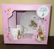 NEW Wedgwood Peter Rabbit 2 Piece Nursery Set, Pink Set. NEW WITH BOX.