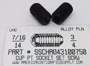 7/16-14x3/4 Hex Socket Set Screws Cup Point Alloy Steel (10)