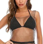 [GRRKDFQ] Women's Lingerie Sets Erotic Fishnet Vest T-Shirt Top