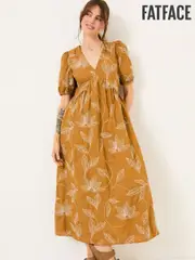 FatFace Ochre Yellow Remi Midi Dress (E79224) | $166