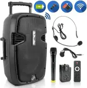 Pyle Portable Bluetooth Loudspeaker - Active PA Speaker System Kit Rechargeable