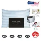 Cooling Mulberry Silk Pillowcase - Standard 30MM Blue Stripe for Luxurious Sleep