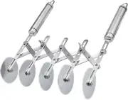 5-Wheel Pastry Cutter Stainless Pizza Slicer MultiRound Dough Cutter with Handle