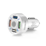 Nevenka Car Charger Adapter 4 Ports USB Fast Car Charger with LED Light-White