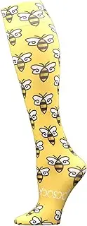 [Hocsocx] Unisex Shin Guard Under Socks -Rash Guards-Hockey/Football/Ice Hockey/Skiing/Skating-Moisture Wicking, Athletic Sport Socks Liners- Bee Happy, Small