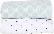 Motherhood Premium Pre-Washed Swaddling Cloth Large Muslin Nappies Set of 2 Öko-Tex Standard 100% Pure Cotton 85 x 110 cm Ships Mint Green