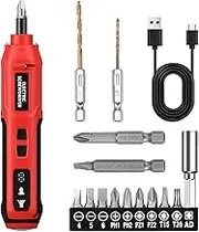 AMIR Mini Electric Screwdriver Kit, Rechargeable Precision Screwdriver Set with LED Lights & USB Cable, 5 Speeds Adjustable, Magnetic Repair Tool Kit for Electronic PC iPhone MacBook