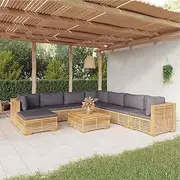 Patio Furniture Sets 9 Piece Garden Lounge Set with Cushions Solid Teak Wood