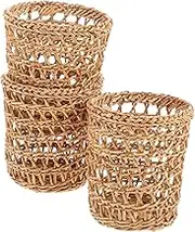 OKUMEYR 3pcs Hand Knit Straw Heat Insulation Bottle Sleeve Protective Cover for Retro Tea and Cups Lightweight and Drink Holder Present for Minimalist and Rustic Decor Lovers