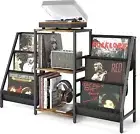 Record Player Stand with Vinyl Storage, Record Player Table with Vinyl Record...