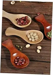 UTHCLO Wooden Spoon Natural Short Handle Sugar Spoon for Cooking Baking Boys and Girls Ice Cream