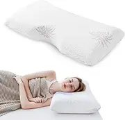 Side Sleeper Pillow, Cervical Pillow for Neck Pain, Aloe Vera Infused Memory Foam Pillow, Skin Friendly Neck Pillow, Medium Firm Pillows, 30x16 Inches