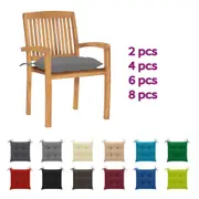 1/2/4/8x Solid Teak Wood Stacking Garden Chairs with Cushions Seats vidaXL