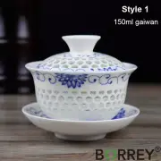 150ml Honeycomb Gaiwan Tea Blue and White Porcelain Teapot Bone China Tea Bowl
