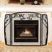 IRONWALLS Decorative Fireplace Screens, 45.3” (L) x 29.5” (H) 3-Panel Metal Folded Fireplace Gate Fence, Black Mesh Cover Fireplace Screen Spark Guard