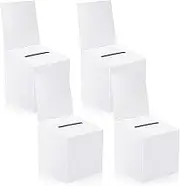 Zzhxkjhky 4 Pcs Ballot Box With Slot and Removable Header - 6 x 6 x 6 Inch Raffle Box for Fundraising, Voting Contest