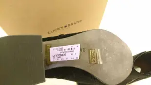 Lucky&Brand 絨布緹花黑色粗跟高跟鞋