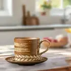 Cappuccino Coffee Cup and Saucer Set Hot Tea Cup for Office Home Farmhouse