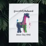 Funny Giraffe Throw Blanket GRACEFULLY AWKWARD Abstract Humor Home Decor Gift