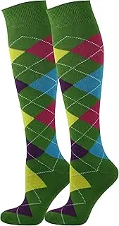 [Mysocks] Knee High Socks Long Golf Socks Colorful Argyle Socks for Men Women
