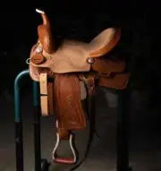 TOOLED SADDLE ROPING WESTERN PLEASURE TRAIL LEATHER HORSE SET WIDE GULLET NEW
