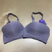Beauty by Bali 40D Foam Wirefree Comfort Bra No Slip Purple Quartz Dot B540