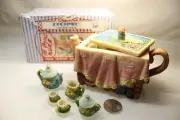 Mini tea pot set resin easter retro Home Accents