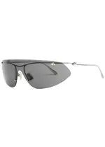 Bottega Veneta Knot Rimless Shield Sunglasses - Silver ONE SIZE