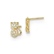14k 14kt Yellow Gold Madi K Polished CZ Sitting Cat Screwback Post Earring