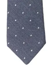 Paul Smith Gray Flannel Wool / Silk White Polka Dot Thin Neck Tie Italy