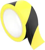Single Roll of Ultra-Adhesive, Black & Yellow Hazard Tape for Floor Marking