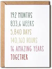 EruditeGifts 16Th Anniversary Card - Funny 16 Years Wedding Anniversary Card - Funny Wedding Anniversary Card - 16Th Anniversary Card For Him Her