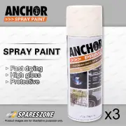 3 x Anchor Primer White Lacquer Spray Paint 300 Gram Versatile Aerosol Coating