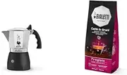 Bialetti Brikka Espresso Coffee Maker, Silver/Black, 4 Cup with 1 kg Medium Roast Coffee Beans Esperto Grani, Pregiato Flavour