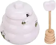 DINHEAROM Honey Dispenser Set Ceramic Seasoning Bottle Bee Kitchen Decor Honey Containers Condiment Canister