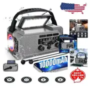Portable 8-in-1 Emergency Radio with Hand Crank, NOAA & Flashlight for Camping