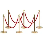 VEVOR Stanchion Post with Velvet Rope, 6-Pack Crowd Control Stanchion with 4PCS