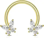 [Melighting] Butterfly Septum Rings 16G Daith Earrings 316L Surgical Steel Septum Jewelry Clear CZ Nose Rings Hoop Helix Earrings Cartilage Piercing Jewelry for Women